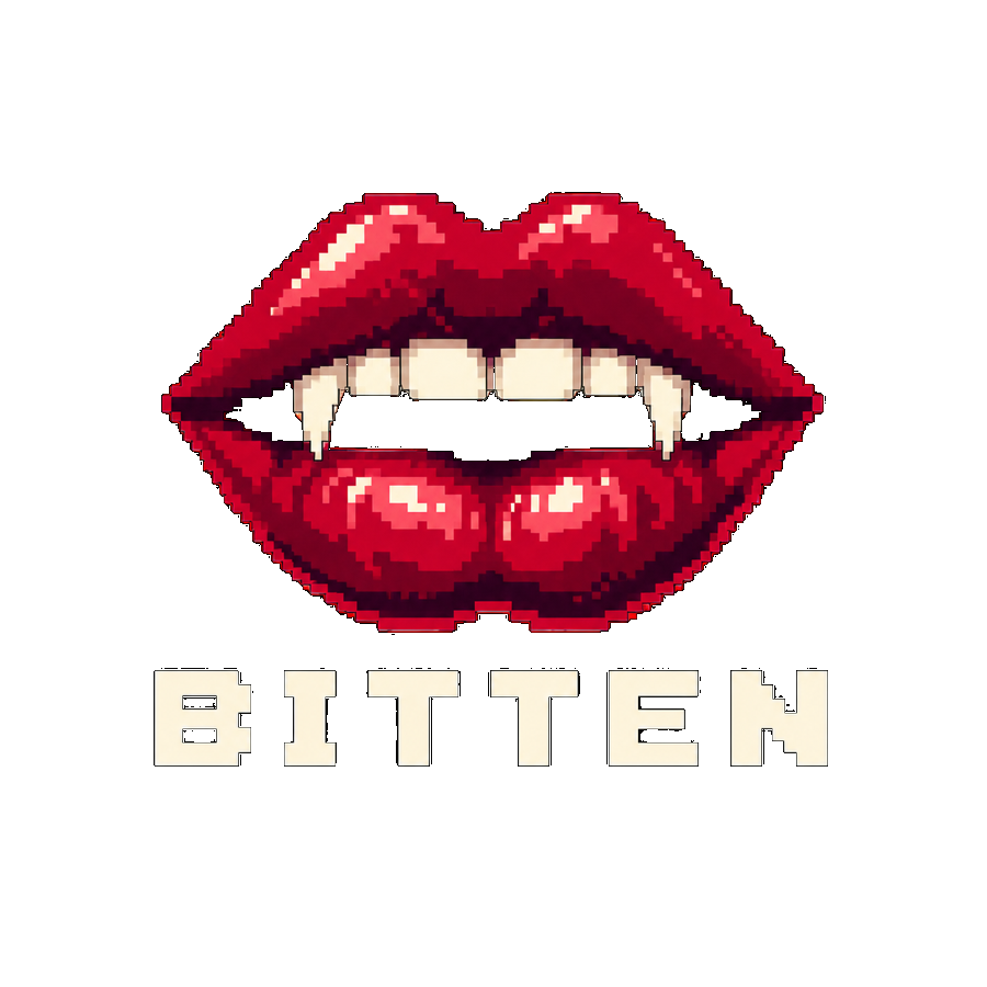 Bitten — pixel lips with vampire fangs
